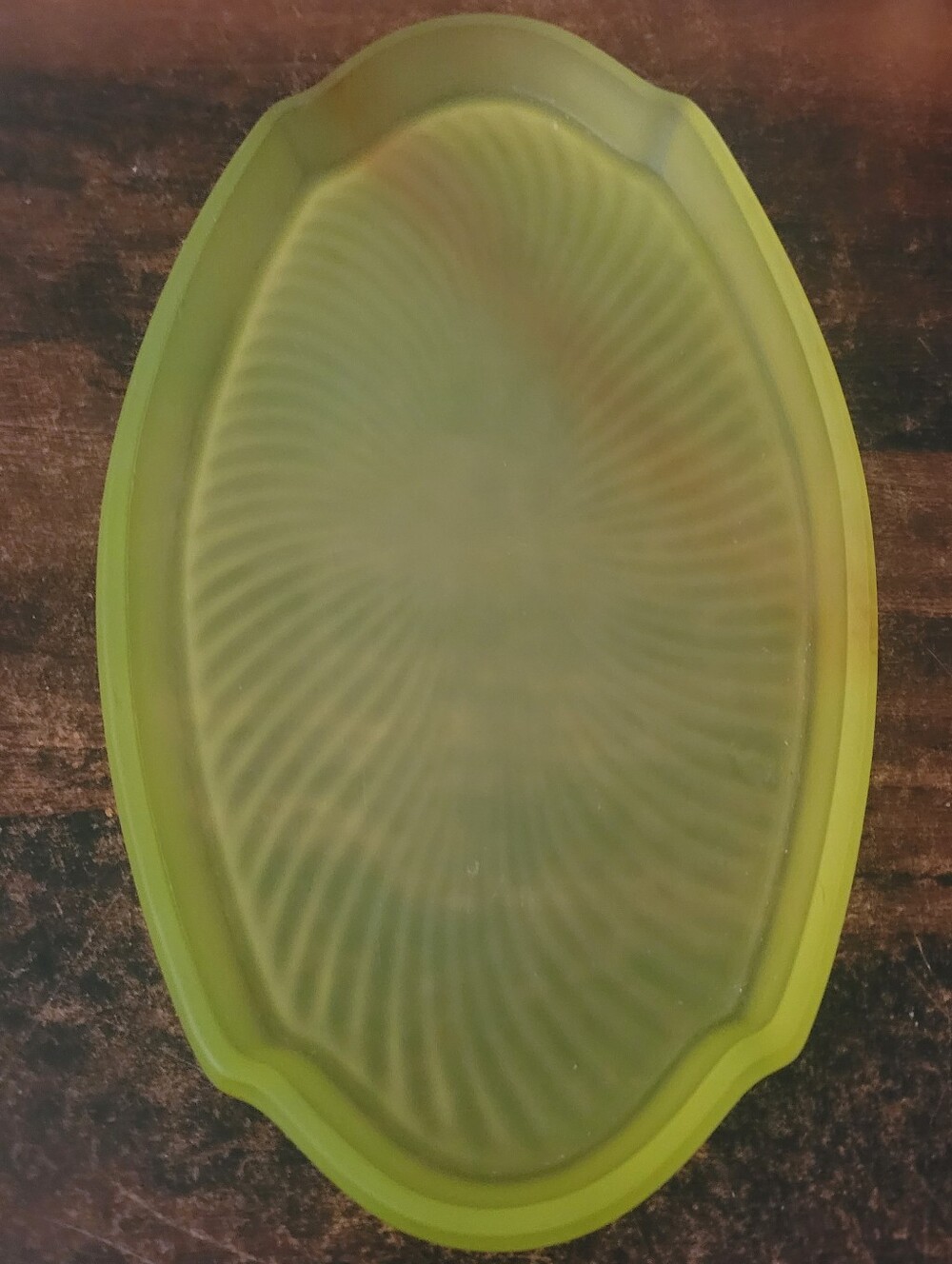 Tiffin Co Yellow Frosted Vaseline Uranium Glass Vanity Tray Trinket Milady